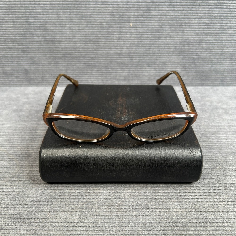 Genesis G5007 Brown Sparkle Cat Eye Y2k Eyeglasses Frames Black Tortoise 135mm